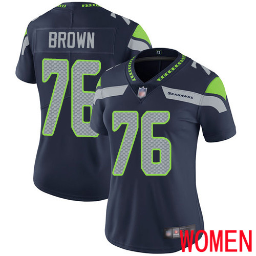 Seattle Seahawks Limited Navy Blue Women Duane Brown Home Jersey NFL Football #76 Vapor Untouchable